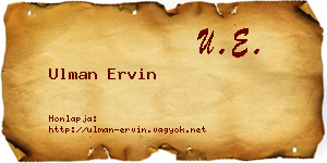 Ulman Ervin névjegykártya